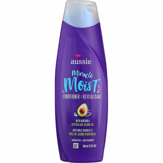 Aussie Miracle Moist Conditioner 12.1 Ounce With Avocado & Jojoba Oil (360ml) (2 Pack)