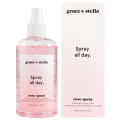 Grace & Stella Rose Water Facial Spray (240ml) - Vegan - Rose Water Spray for Face - Rose Spray Facial Mist - Rosewater Spray Toner Rose Hydrosol by Grace and Stella