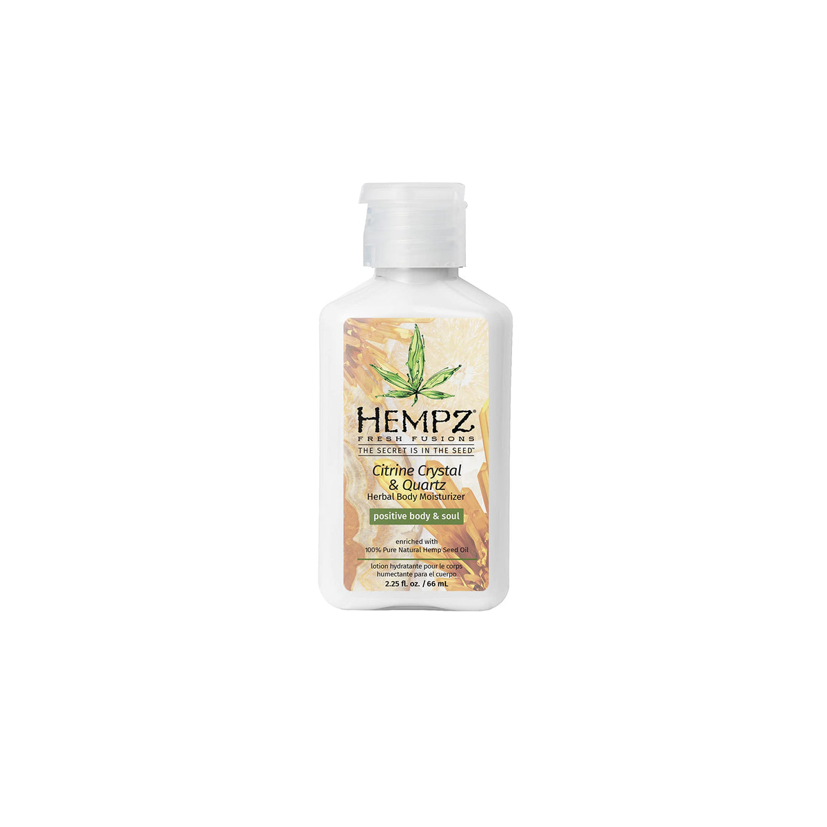 HEMPZ Fresh Fusions Mini Citrine Crystal and Quartz Herbal Body Moisturizer, 2.25 oz.