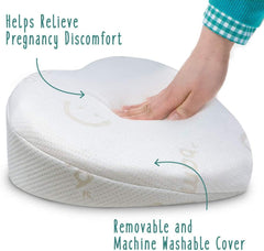 Baby Works Love My Belly Wedge - Heart-Shaped Pregnancy Wedge Pillow, Removable and Machine Washable Cover - Cream