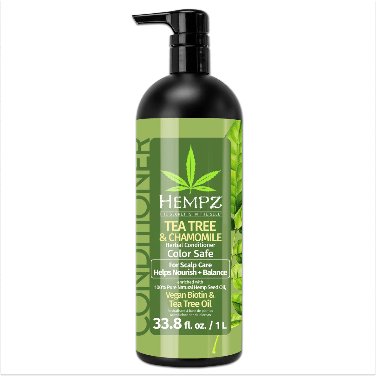 HEMPZ Tea Tree & Chamomile Herbal Hair Conditioner - Gentle Cleansing Herbal Shampoo Enriched with Chamomile, Lavender, Aloe Extracts - 33.8 Fl OZ