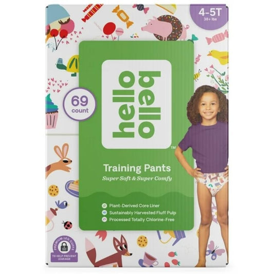 Hello Bello Premium Training Pants - Size 4T-5T (38+ lbs) in Sugar Rush & Tea Time Designs, 69 Count