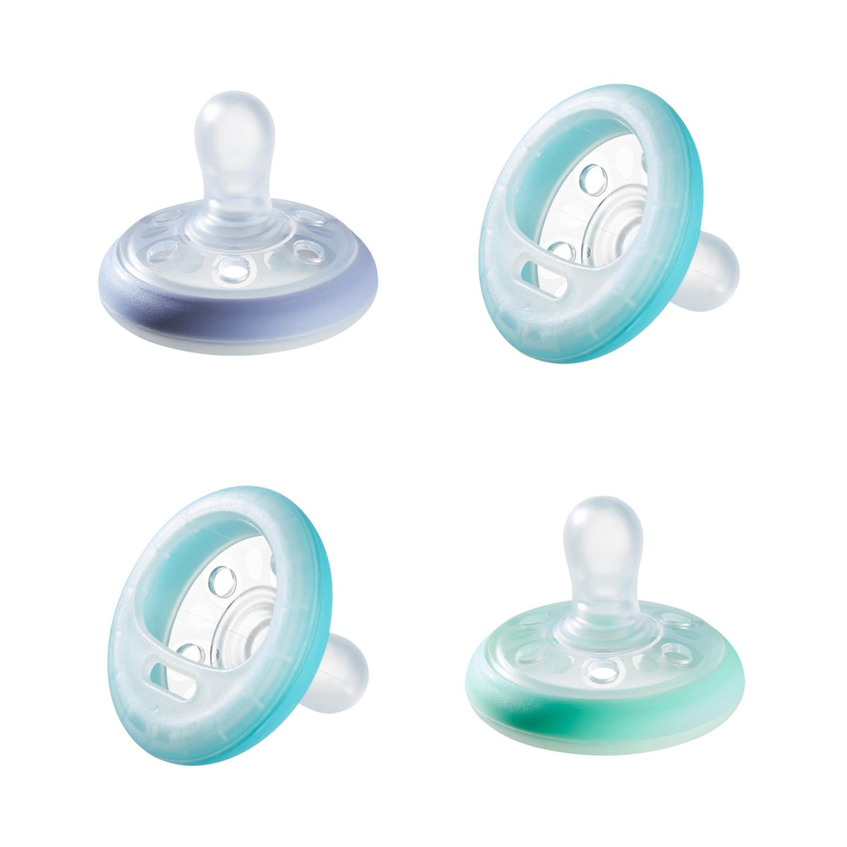 Tommee Tippee Breast-Like Pacifier Night, Glow in the Dark, Skin-Like Texture, Symmetrical Design, BPA-Free, 6-18 months, Pack of 4 Pacifiers