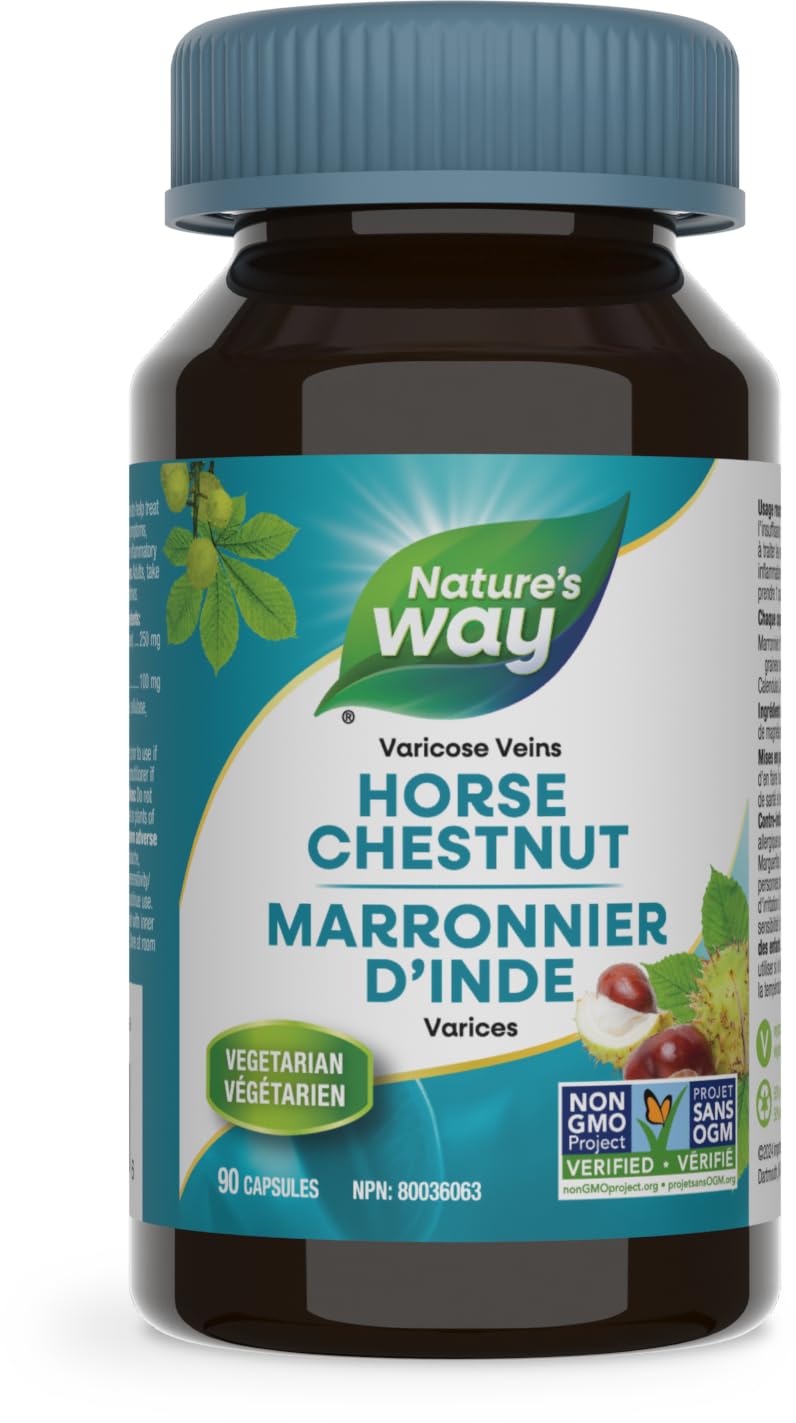 Nature’s Way Horse Chestnut – Helps Treat Varicose Veins and Digestive System Inflammation Relief – Horse Chestnut seeds and Calendula - 90 Vegetarian Capsules