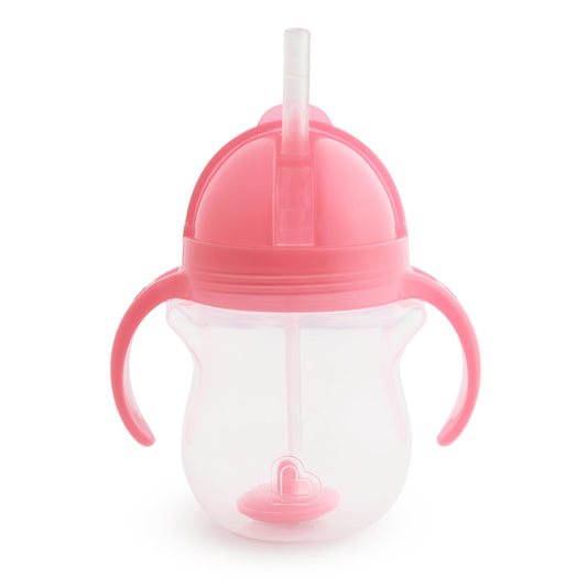 Munchkin Any Angle Click Lock Weighted Straw Trainer Cup, 7 Oz, 1 Pack, Pink