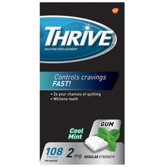 Thrive Nicotine Replacement Gum, 2mg Regular Strength, Mint, 108 Count