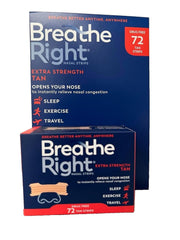 Breathe Right Extra Strength Tan Strips Reduces Snoring-Free Nasal Strips for Nasal Congestion Relief-72 Count