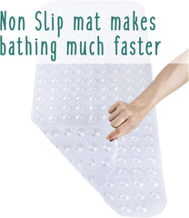 Baby Works Total Tub Bath Mat - Extra-Long 100cm x 40cm (39.4" x 15.7"), Non-Slip, 200 Suction Cups for Maximum Safety - Clear