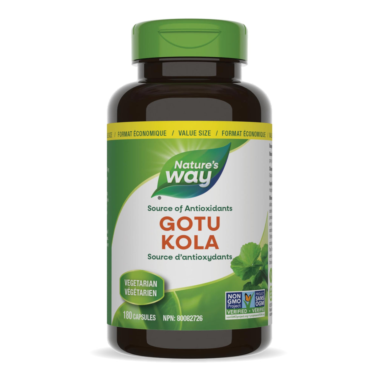 Nature's Way Premium Gotu Kola – Source of Antioxidants - Non-GMO, 100% Vegetarian – Value Size, 180 Capsules