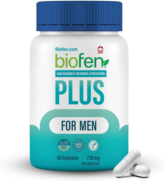 BioFen Plus for Men - with Biotin and Saw Palmetto, Biotin for Hair Growth, Hair Growth Supplement for Hair Loss, Hair Vitamins, Hair Care for Hair Regrowth for Men, 60 Caps