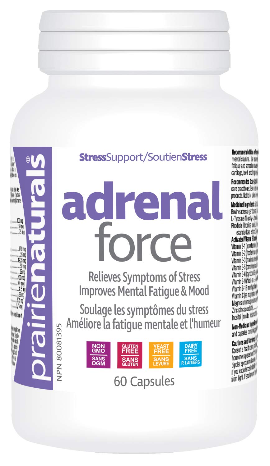 Prairie Naturals Adrenal-Force - Bovine Adrenal Cortex Gland Capsule - 60 Count