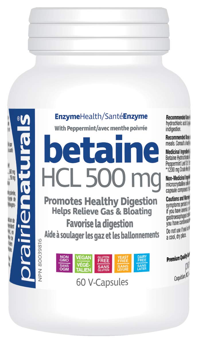 Prairie Naturals Betaine HCL 500mg VCaps - 60 Count