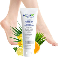 Lotus Aroma Foot Care Repair Balm w/AHA | Made in Canada | Foot Cream for Dry Skin Cracked Feet |100% Natural Non-Toxic Feet Care Formula