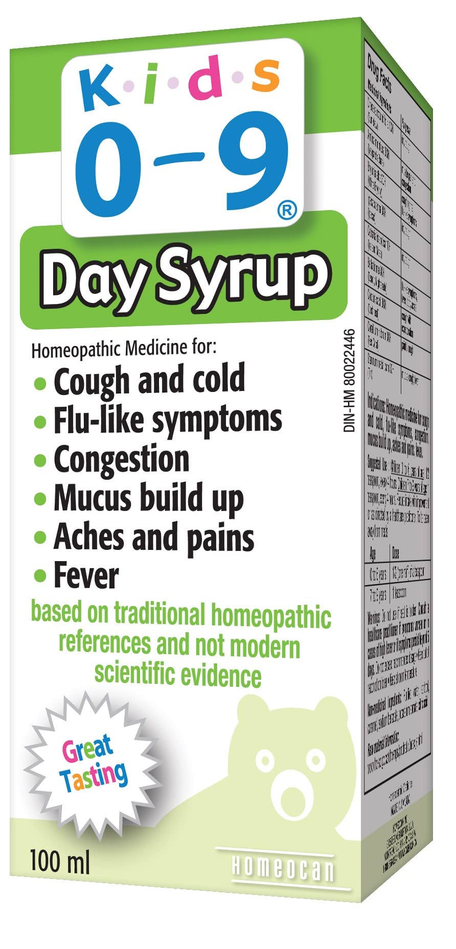 Kids 0-9 Day Syrup, 100ml, Homeopathic Formula for Cough, Cold & Flu-Like Symptoms