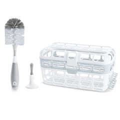 Munchkin® Baby Bottle & Small Parts Cleaning Set, Includes High Capacity Dishwasher Basket & Bristle Bottle Brush, Grey