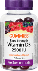 Webber Naturals Vitamin D3 2500 IU, 75 Gummies, For Healthy Bones, Teeth, and the Maintenance of Good Health