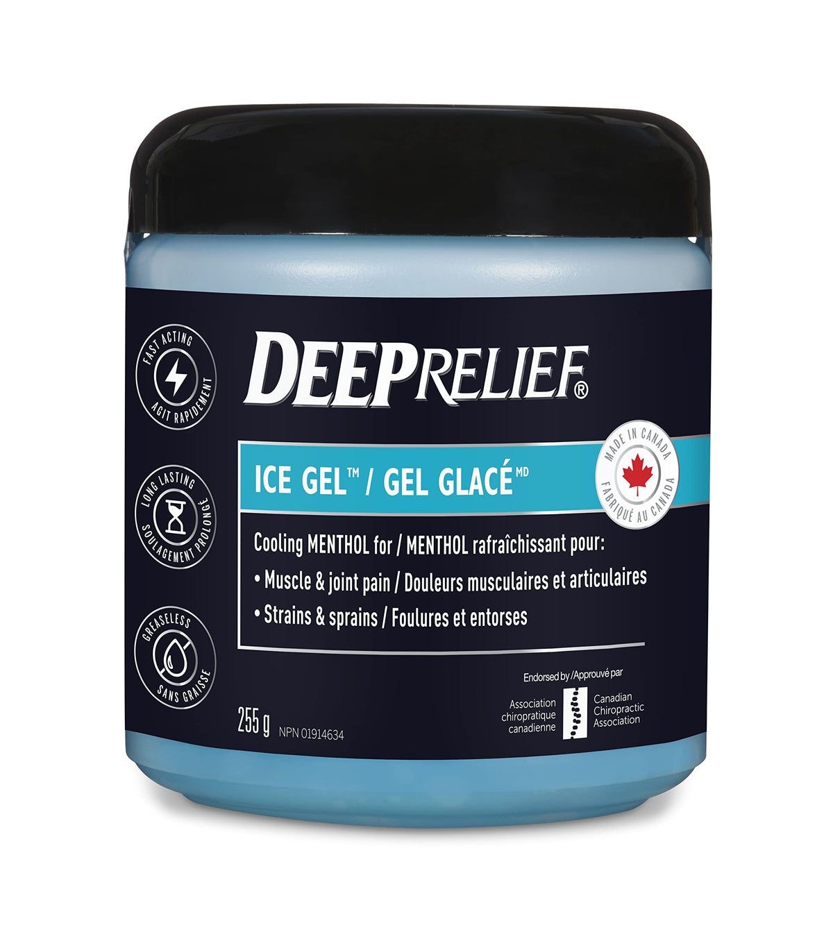 Deep Relief Ice Gel, Muscle and Joint Pain Relief, Reduces Inflammation, 255g