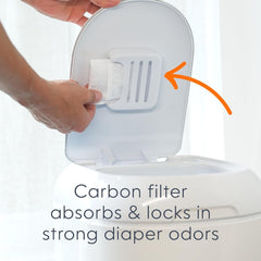 Diaper Genie Platinum Diaper Pail, White - Made in Durable Stainless Steel and Includes 1 Easy Roll Refill with 18 bags