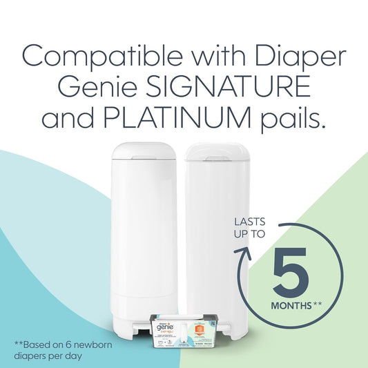 Diaper Genie Easy Roll Refill with 18 Bags - for the Diaper Genie Signature and Platinum pails | Lasts Up to 5 Months or Holds Up to 846 newborn Diapers Per Refill blue 1 Count