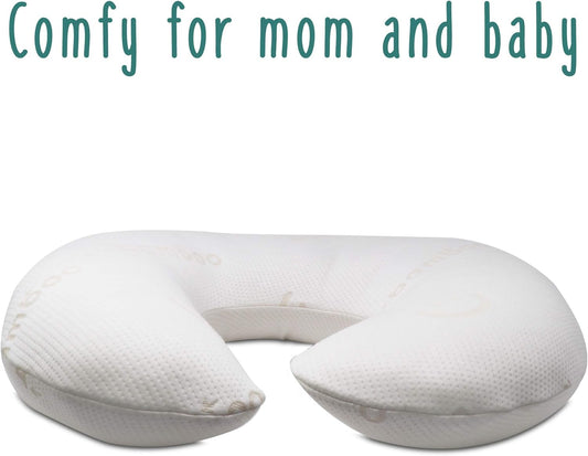 Baby Works - Nursing Pillow and Positioner, for Breastfeeding and Bottle Feeding, Supportive Memory Foam, Machine Washable Cover - White