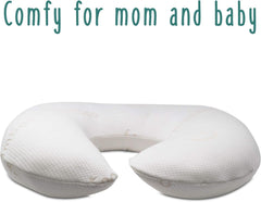 Baby Works - Nursing Pillow and Positioner, for Breastfeeding and Bottle Feeding, Supportive Memory Foam, Machine Washable Cover - White