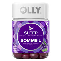 OLLY Sleep Gummy Supplement helps promote a healthy sleep cycle Blackberry Zen with melatonin, L-Theanine & botanicals 25 day supply 50 gummies