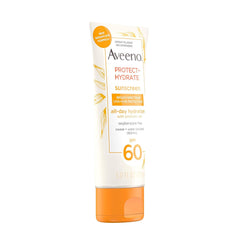 Aveeno Protect + Hydrate Moisturizing Body Sunscreen Lotion with Broad Spectrum SPF 60 & Prebiotic Oat, Weightless & Refreshing Feel, Paraben-Free, Oil-Free, Oxybenzone-Free, 3.0 fl. oz