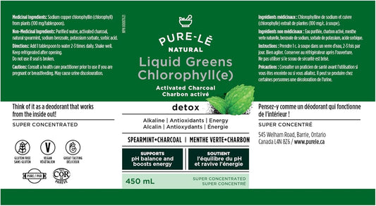 Pure-le Natural Liquid Greens - Activated Charcoal Mint 450ml