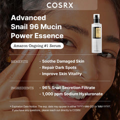 COSRX Advanced Snail 96 Mucin Power Essence, 100ml | Snail Secretion Filtrate 96% | Skin Repair Serum | Korean Skin Care, Cruelty Free, Paraben Free, Alcohol Free