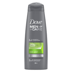 Dove Men + Care 2 in 1 Shampoo & Conditioner deep cleans hair for an invigorating effect Fresh Clean with caffeine and menthol 355 ml