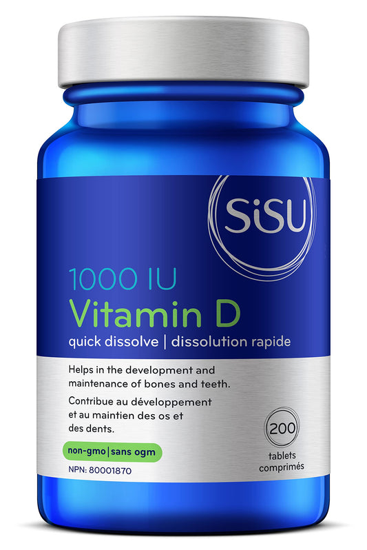 SISU Vitamin D3 1,000 IU, Unflavoured | Essential to Proper Calcium Absorption and Preventing Bone Loss | 200 Tiny, Quick-Dissolving Tablets | Gluten Free, Dairy Free, Non-GMO