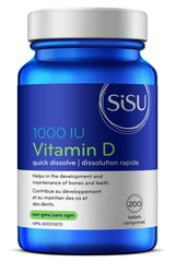 SISU Vitamin D3 1,000 IU, Unflavoured | Essential to Proper Calcium Absorption and Preventing Bone Loss | 200 Tiny, Quick-Dissolving Tablets | Gluten Free, Dairy Free, Non-GMO