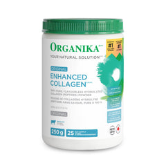 Organika Enhanced Collagen Peptides Protein Powder For Healthy Hair, Skin, Nails, Joints - Hydrolyzed For Better Absorption - Non-GMO - Unflavoured 250g