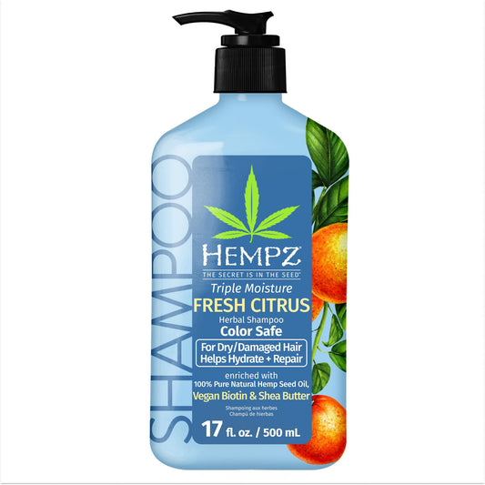 HEMPZ Peach & Grapefruit Triple Moisture Herbal Hair Shampoo - Moisturizing Gentle Shampoo to Nourish and Hydrate Hair - 17 Fl OZ