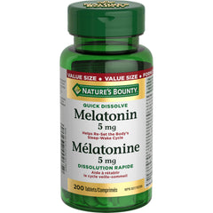 NATURE'S BOUNTY Melatonin, Quick Dissolve, 5 mg, Helps Reset Sleep-wake Cycle, Helps Increase Total Sleep Time, Helps To reduce the time it takes to Fall Asleep, Tablets, 44 g