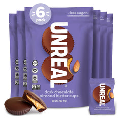 Unreal Multi-Serve Bags - Dark Chocolate Almond Butter Cups 6 x 90g