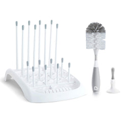 Munchkin Baby Bottle and Sippy Cup Cleaning Set, Includes Countertop Drying Rack and Bristle Bottle Brush, Grey