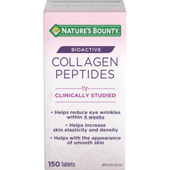 NATURE'S BOUNTY Collagen Peptides, Bioactive, Helps Reduce Eye Wrinkles Within 4 Weeks, Helps Increase Skin Elasticity & Density, Helps With The Appearance Of Smooth Skin, Tablets, 209 g