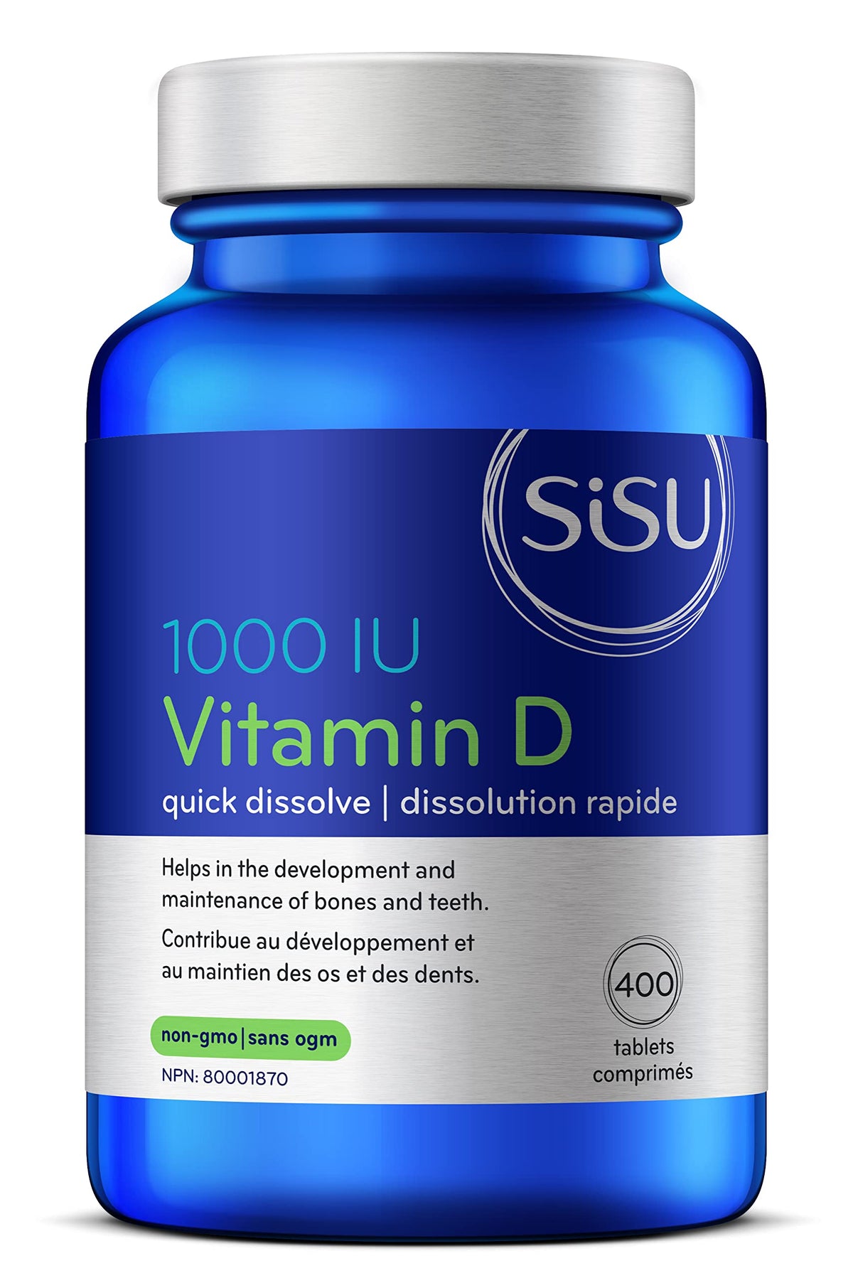 SISU Vitamin D3 1,000 IU, Unflavoured | Essential to Proper Calcium Absorption and Preventing Bone Loss | 400 Tiny, Quick-Dissolving Tablets | Gluten Free, Dairy Free, Non-GMO