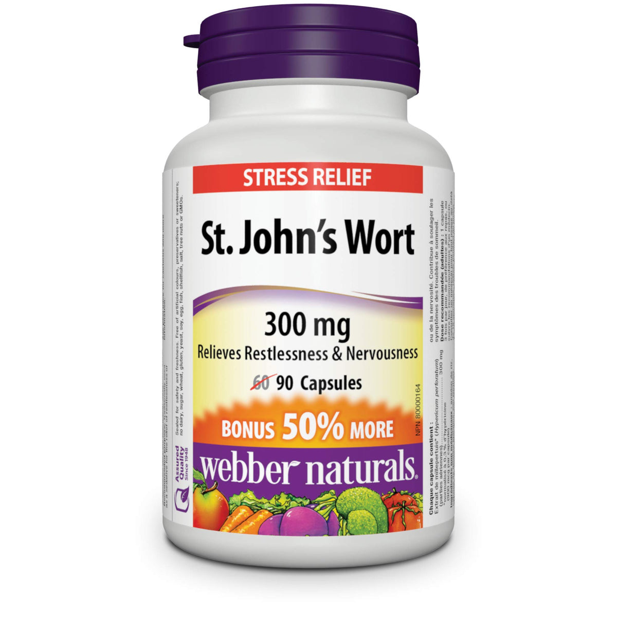 Webber Naturals St. John's Wort Extract, Capsule, 300 mg, 90 Count