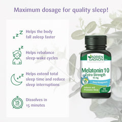 Adrien Gagnon - Melatonin 10 mg, Extra-Strength for Faster and Deeper Sleep, 90 Quick-Dissolve Capsules