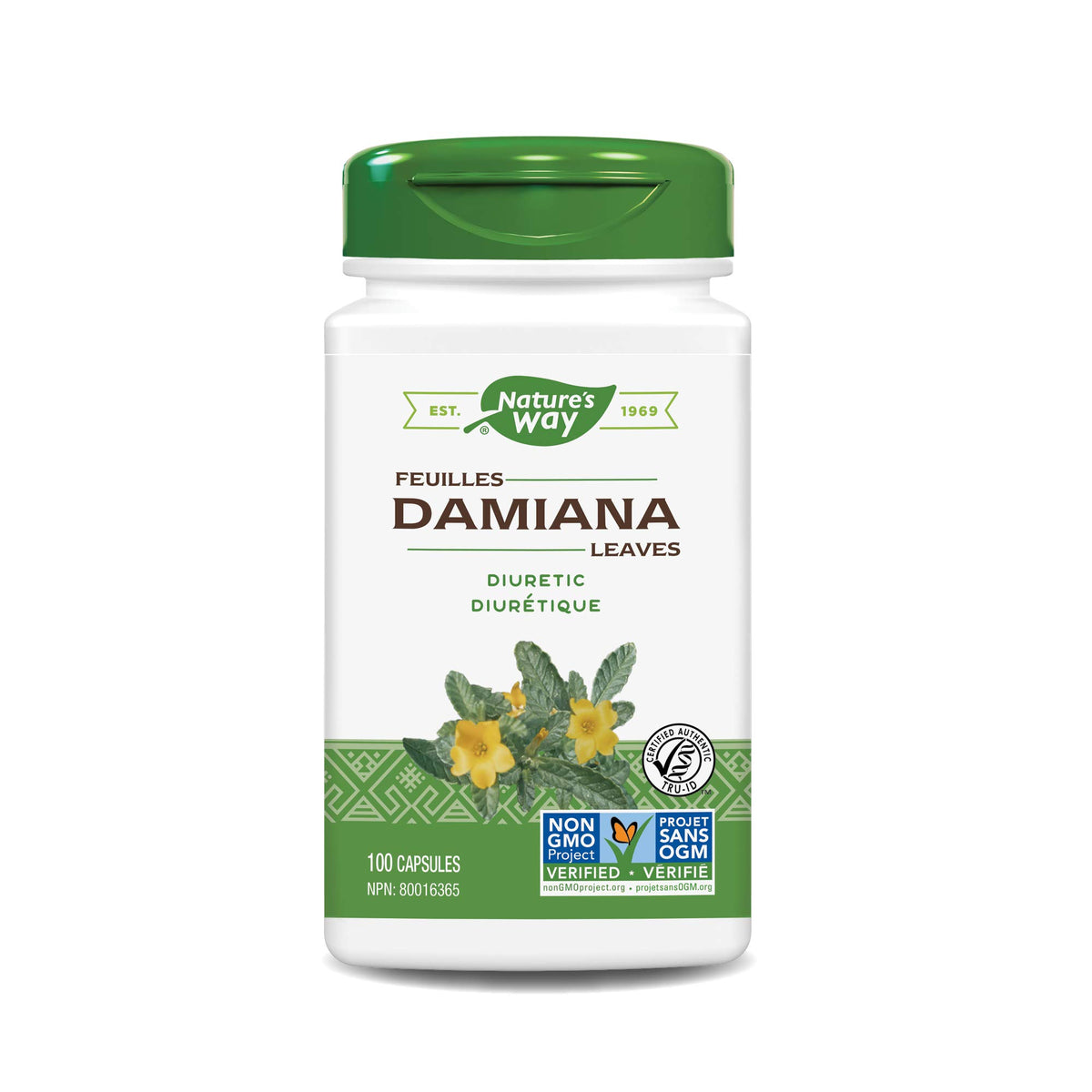 Nature's Way Damiana Leaves Premium Capsules - Herbal Nervine Tonic & Urinary Support – 300 mg of Damiana Leaves per Capsule - Non-GMO, 100 Vegetarian Capsules