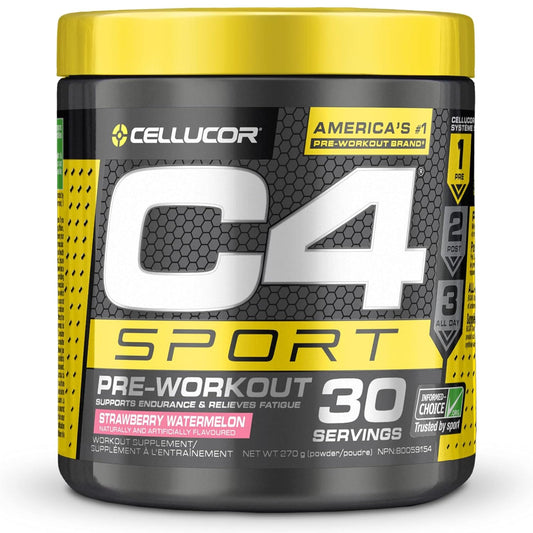 C4 Sport Pre Workout Powder Energy Preworkout, Strawberry Watermelon, 30 Servings - Sugar Free + 135mg Caffeine Pre-Workout Supplement for Men and Women