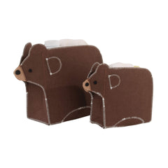 Little Love by NoJo Brown Felt Bear Shaped 2Piece Nursery Storage Caddy Set, Brown, Black, White