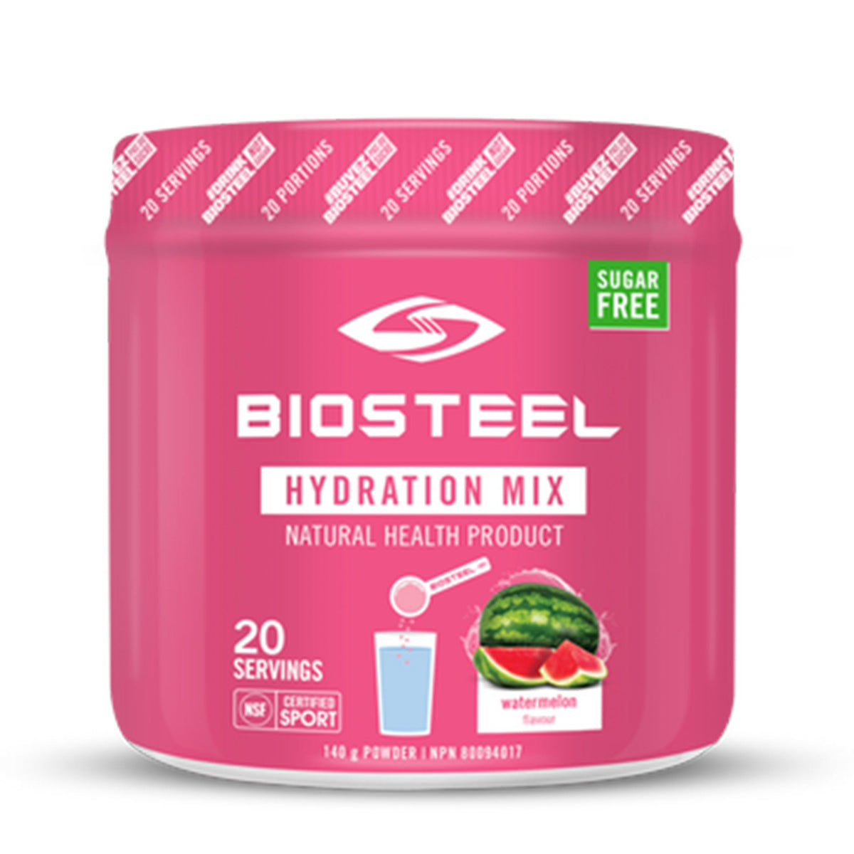 BioSteel Hydration Mix, Great Tasting Hydration with Zero Sugar, and No Artificial Flavours or Preservatives, Watermelon Flavour, 20 Servings per Tub