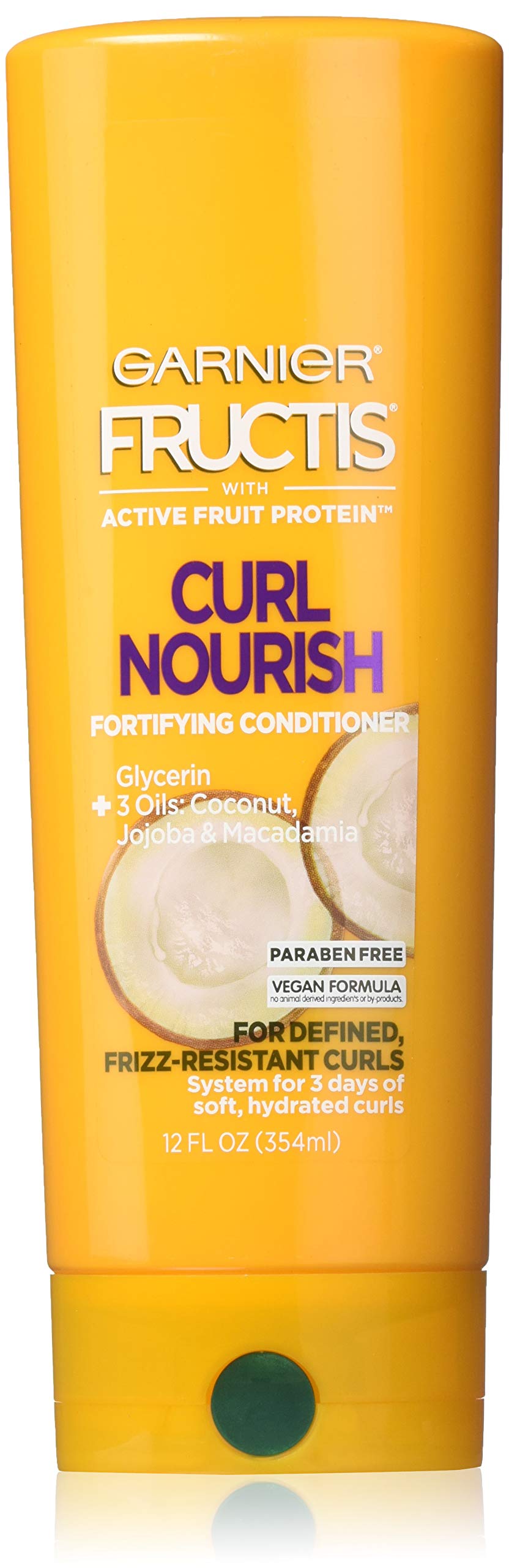 Garnier Fructis Curl Nourish Paraben-free Conditioner made with Coconut Oil and Glycerin for stronger, smoother, nourished and 24 hour Frizz-Resistant Curls