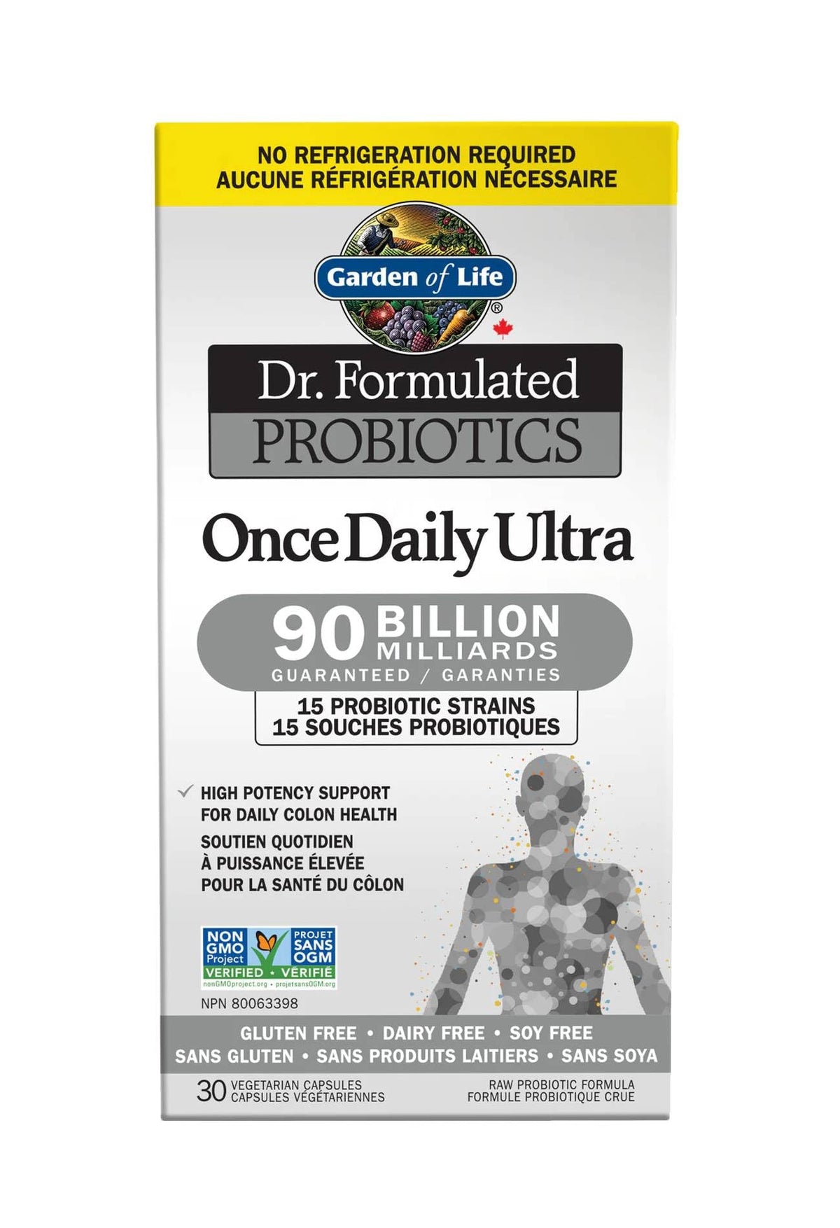 Garden of Life - Dr. Formulated Probiotics Once Daily Ultra | High Potency Support For Gut & Colon Health |90 Billion CFU + 15 Probiotic Strains | Shelf Stable | Gluten Free, Dairy Free, Soy Free