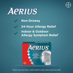 Aerius Allergy Medicine, Fast Relief, 24-Hour, non-drowsy, 15 Symptoms