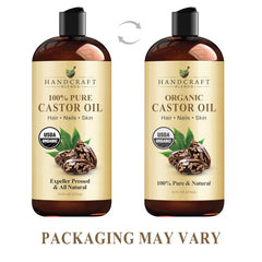 Handcraft Organic Castor Oil for Hair Growth, Eyelashes and Eyebrows - 100% Pure and Natural Carrier Body Oil for Aromatherapy,Moisturizing, Massage - 16 fl. Oz