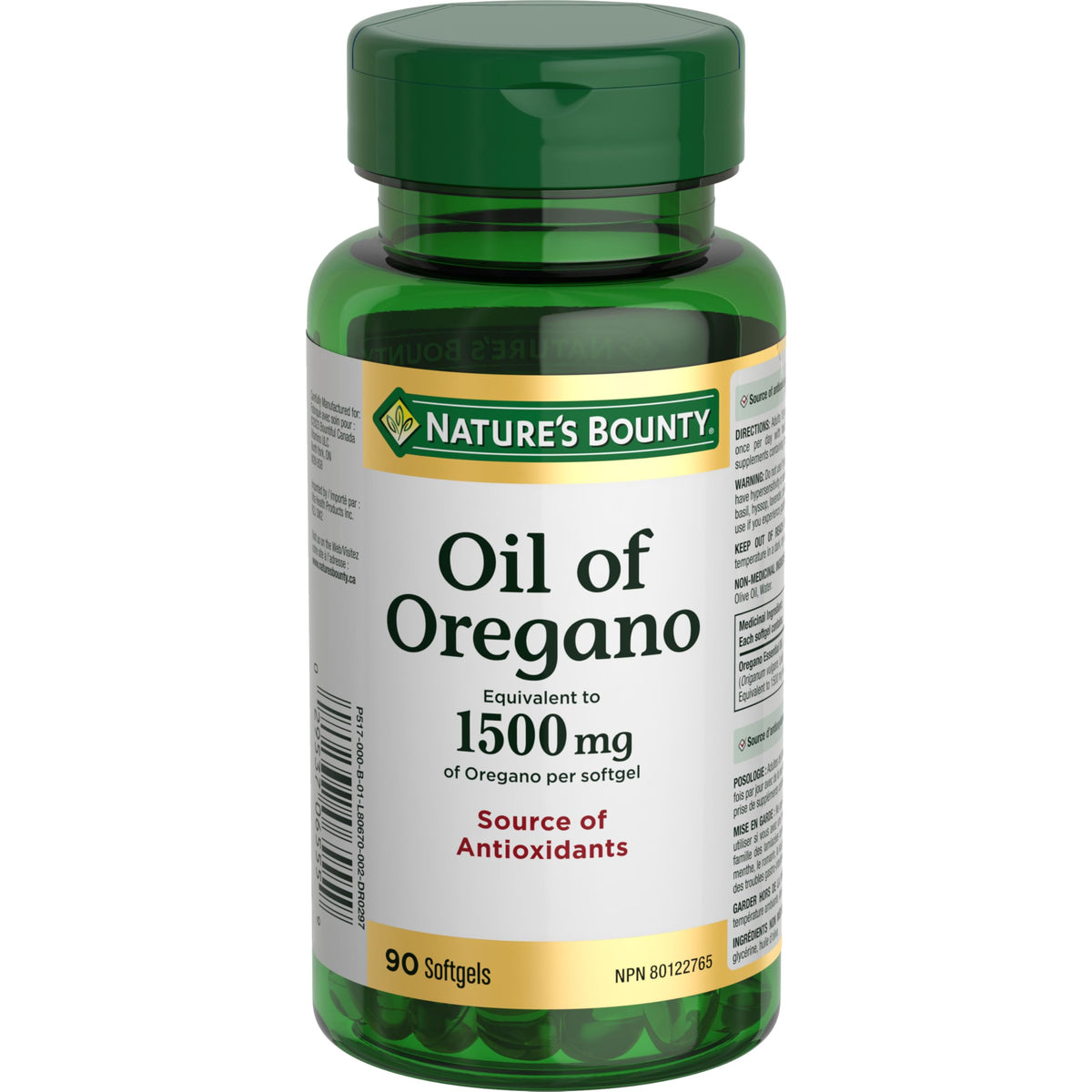 Nature's Bounty Oil of Oregano Supplement, Source of Antioxidants, 90 Softgels